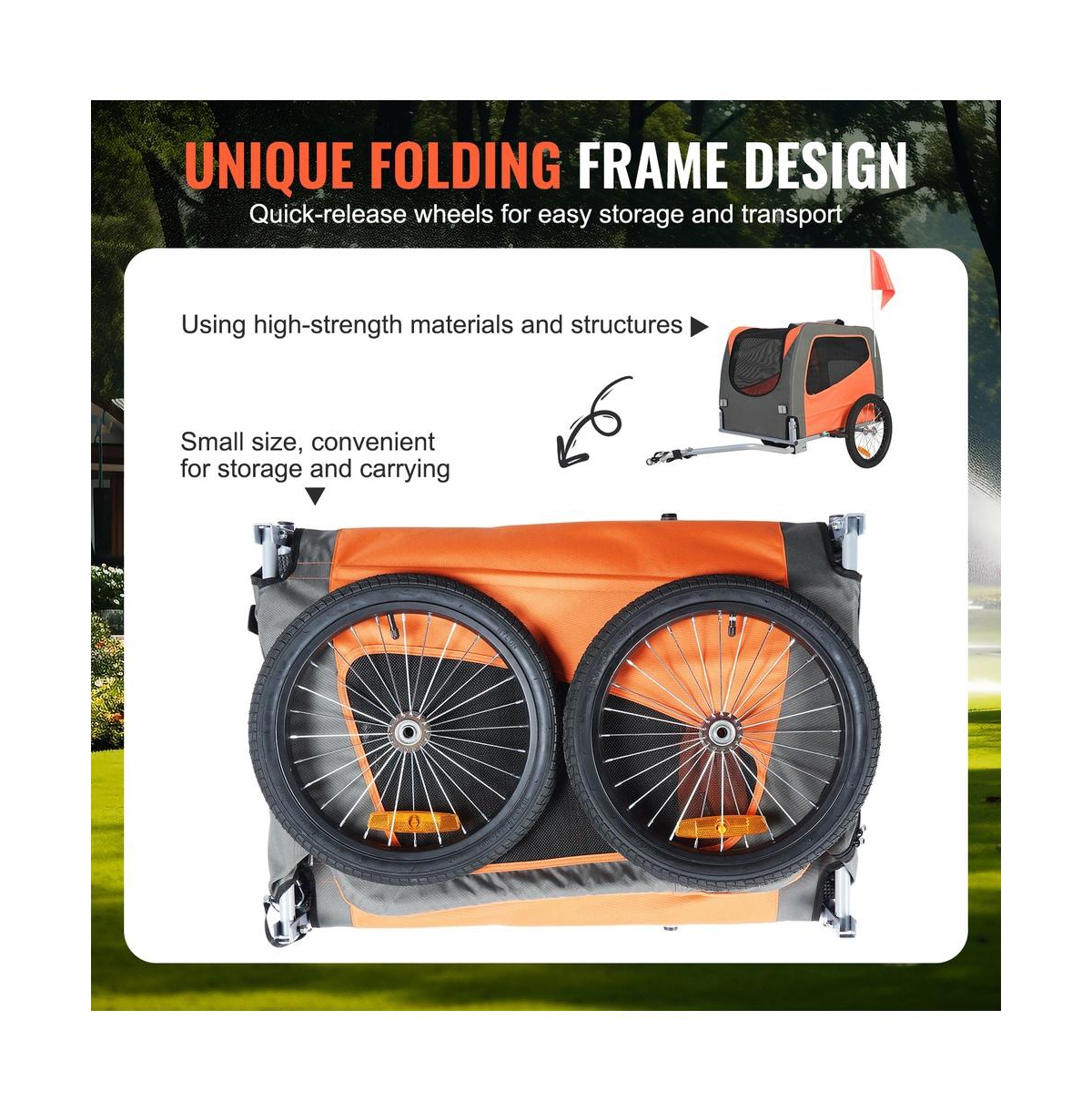 Ruie Foldable Dog Bike Trailer Pet Cart Bicycle Carrier Supports up to 66 lbs