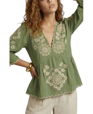 Women's Aubrey V-Neck Embroidered Blouse