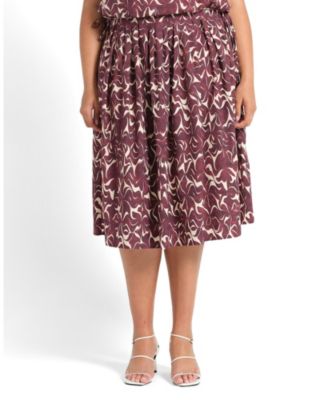 Women's Brinley A-line Pleated Print Midi Skirt
