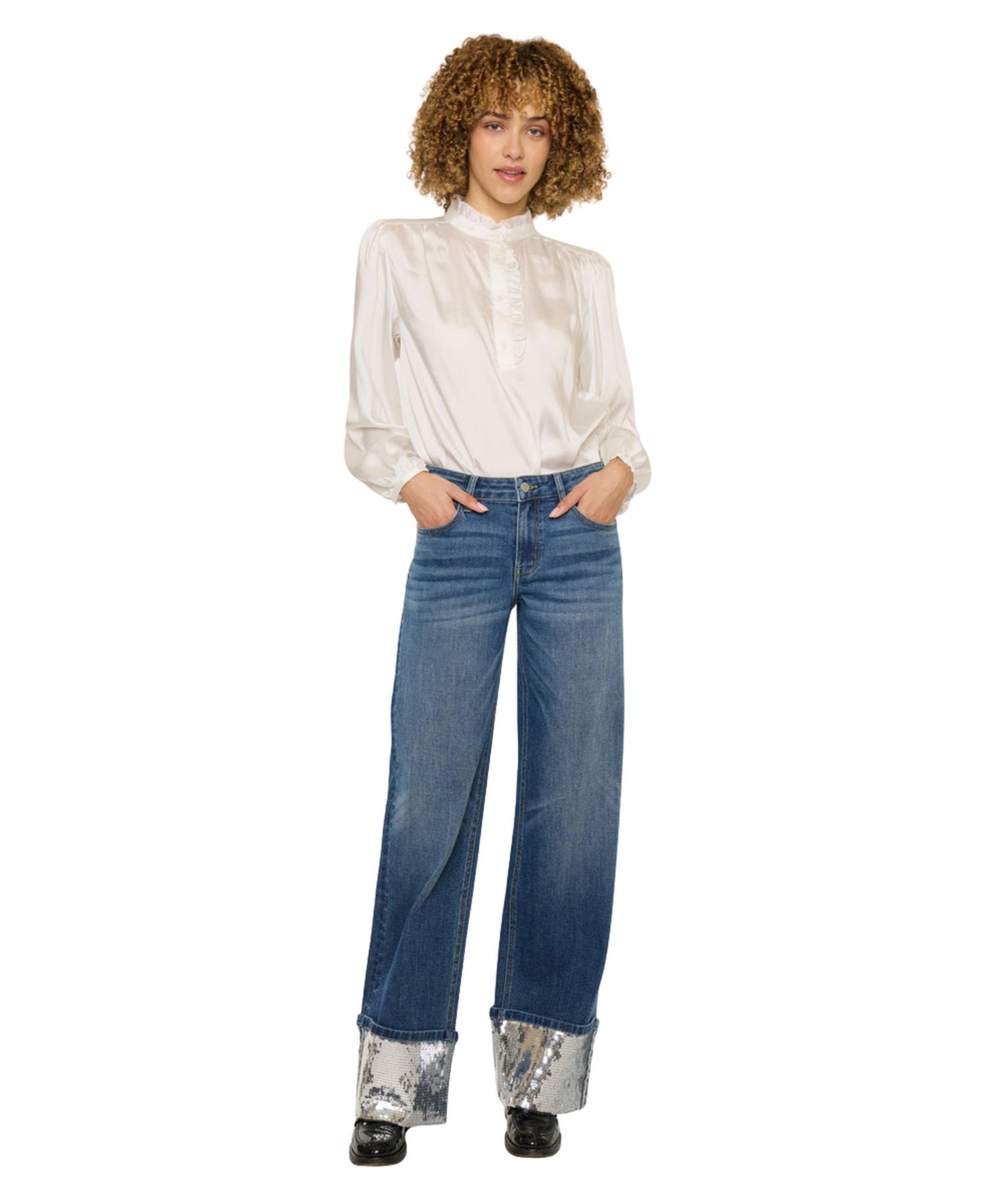 Women's USA Juniors' Mid-Rise Wide-Leg Jeans