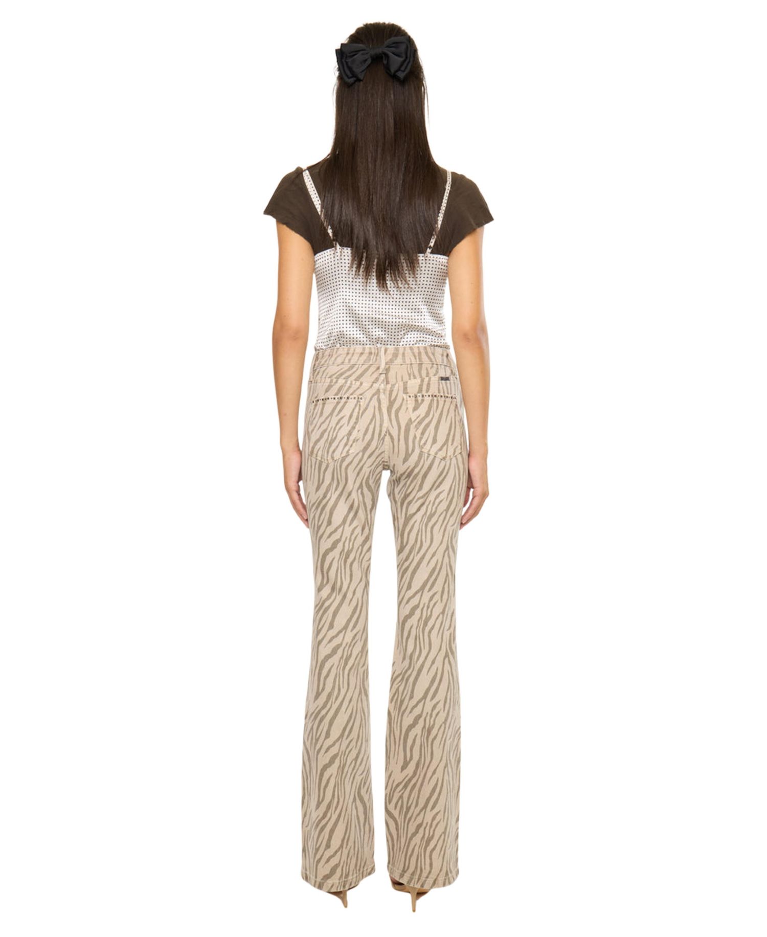 Women's USA Juniors' High Rise Zebra Print Flare Jeans