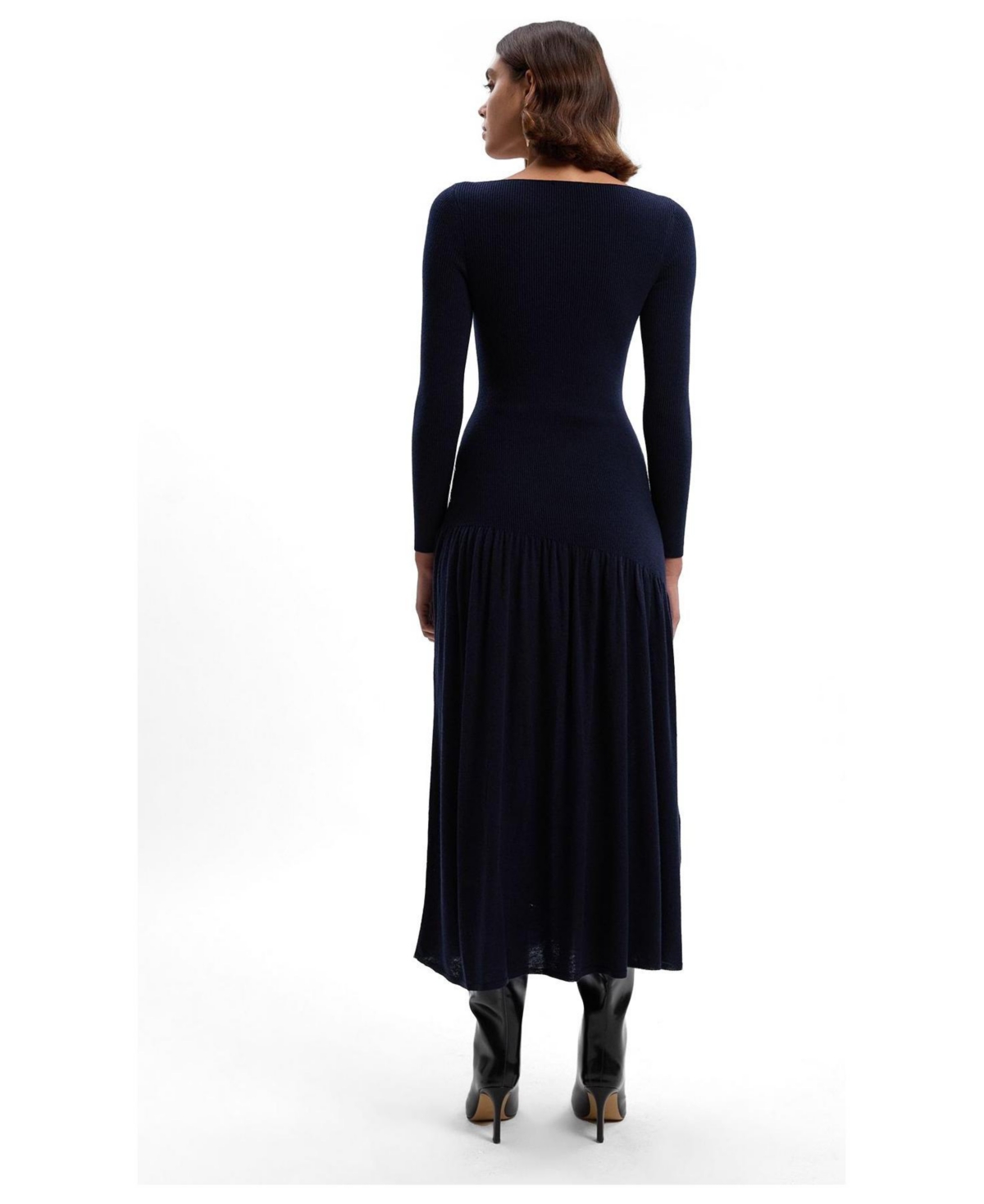 Karen Millen Women's Wool Blend Sheer Knitted Skirt Dress