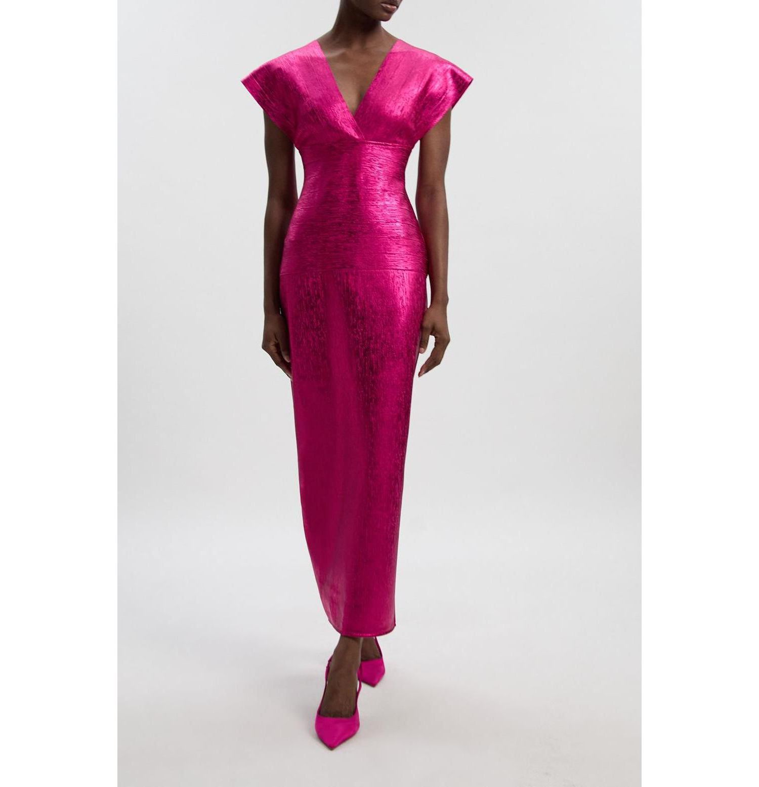 Women's Deep V-Neck Angel Sleeve Maxi Dress