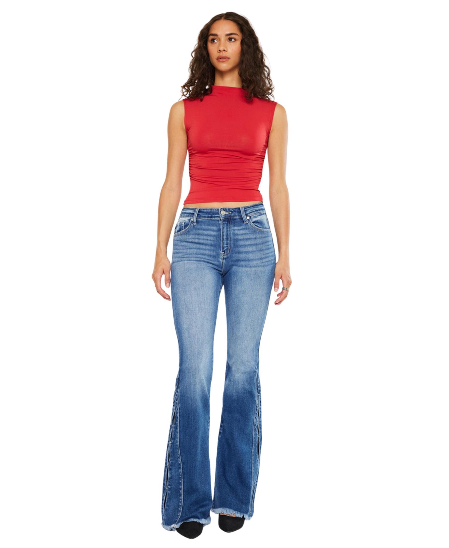 Women's Rila High Rise Flare Frayed Hem Jeans