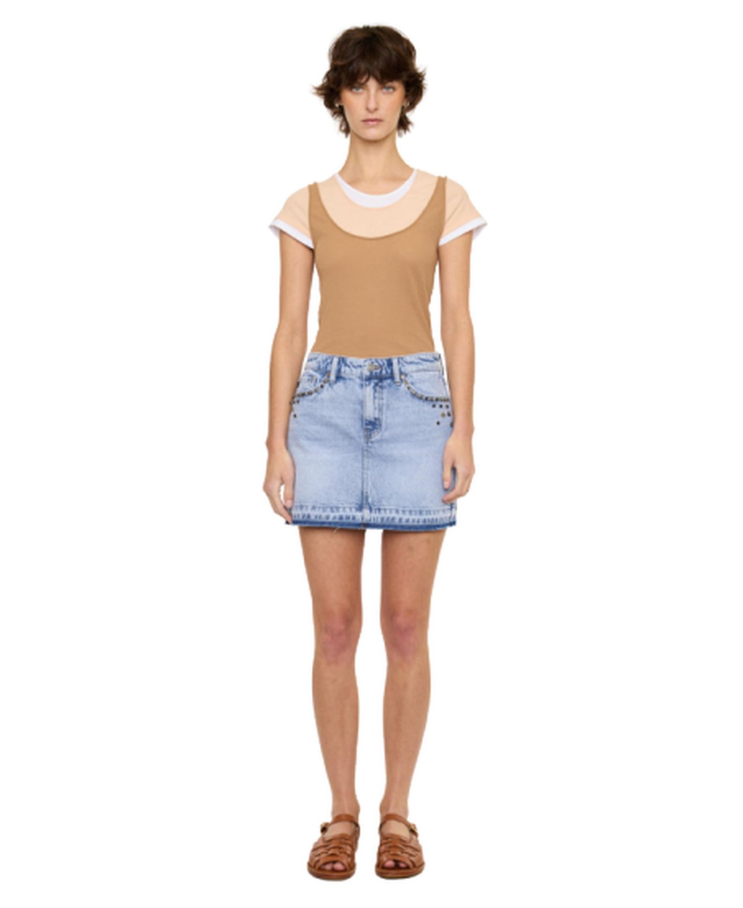 Women's USA Mildred Mid Rise Western Studded Denim Skirt