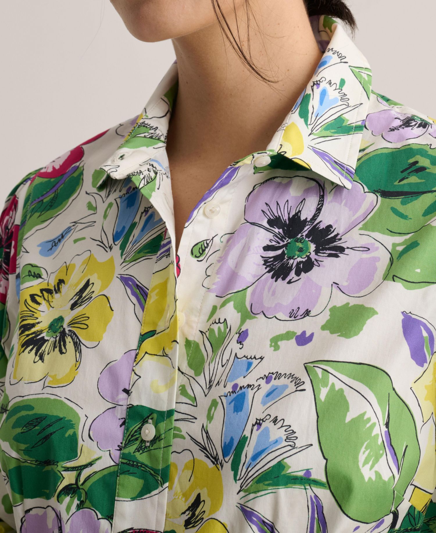 Women's Stretch Cotton Floral Mariah Shirt Dress