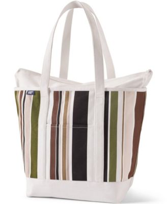 Large Print 5 Pocket Zip Top Long Handle Canvas Tote Bag