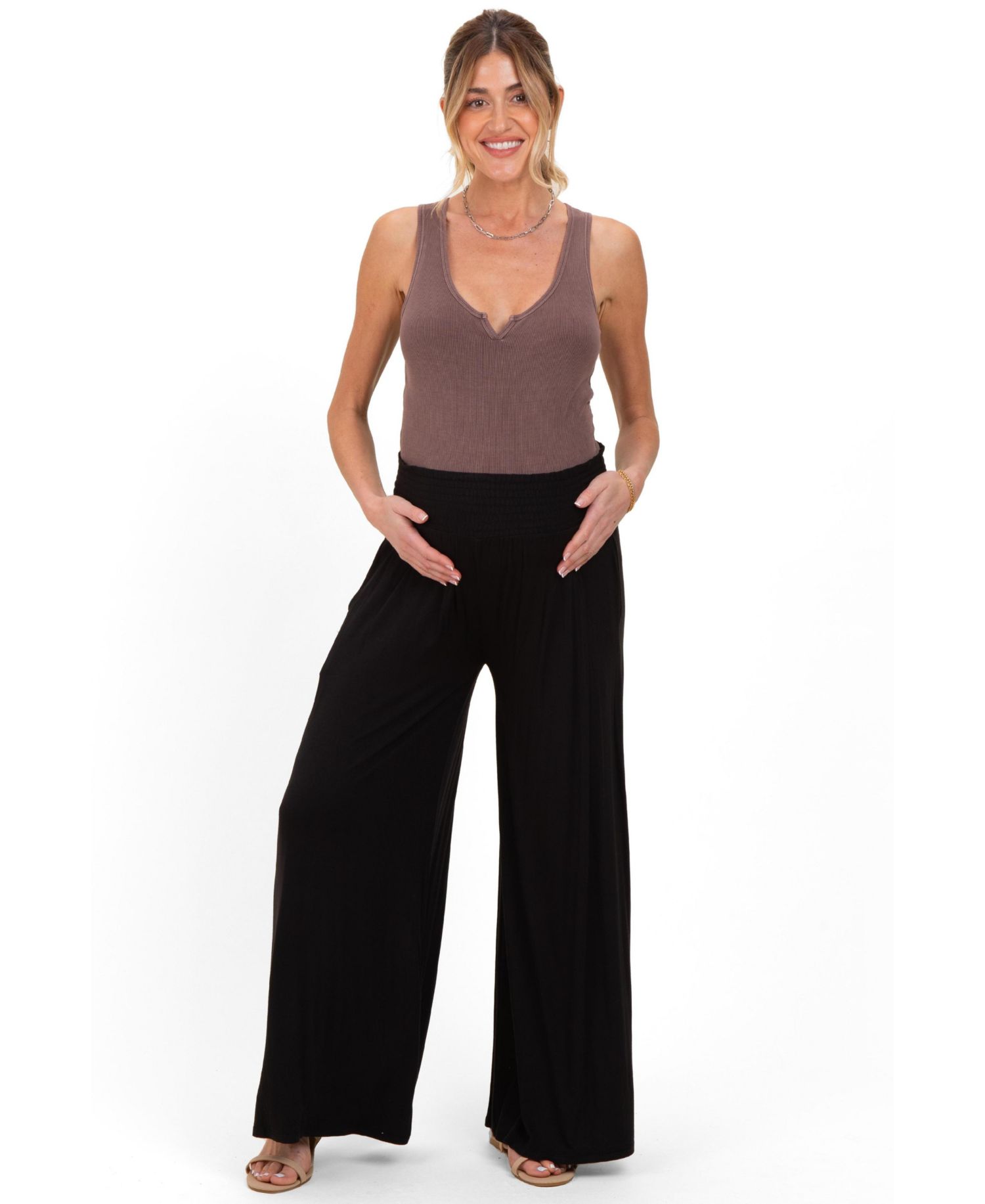 Women's Smocked Waist Wide Leg Pants
