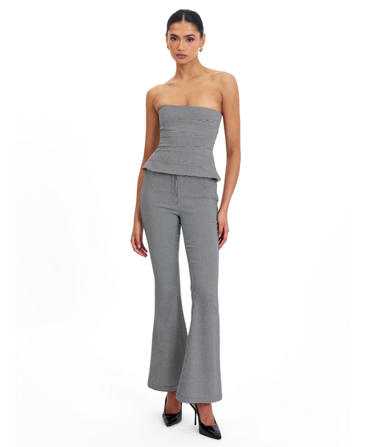 Women's Ulli Micro-Houndstooth Flared Pants