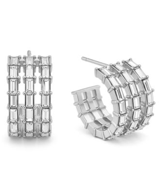 And Now This Triple Row Baguette Hoop Earrings - Silver 24$