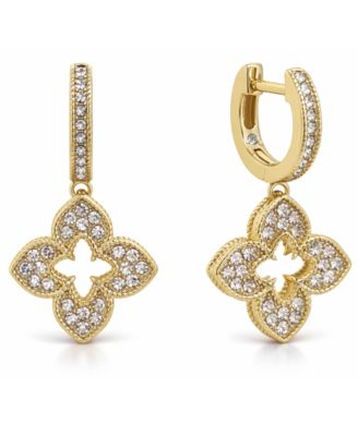 Crystal Clover Hinged Hoop Earrings