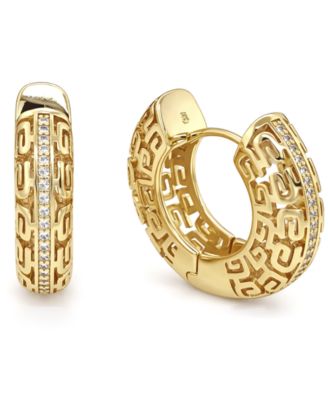 Greek Key Hinged Hoop Earrings