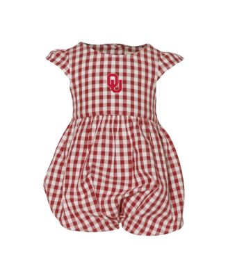 Baby Girls Crimson Oklahoma Sooners Cara Gingham Ruffled Bodysuit