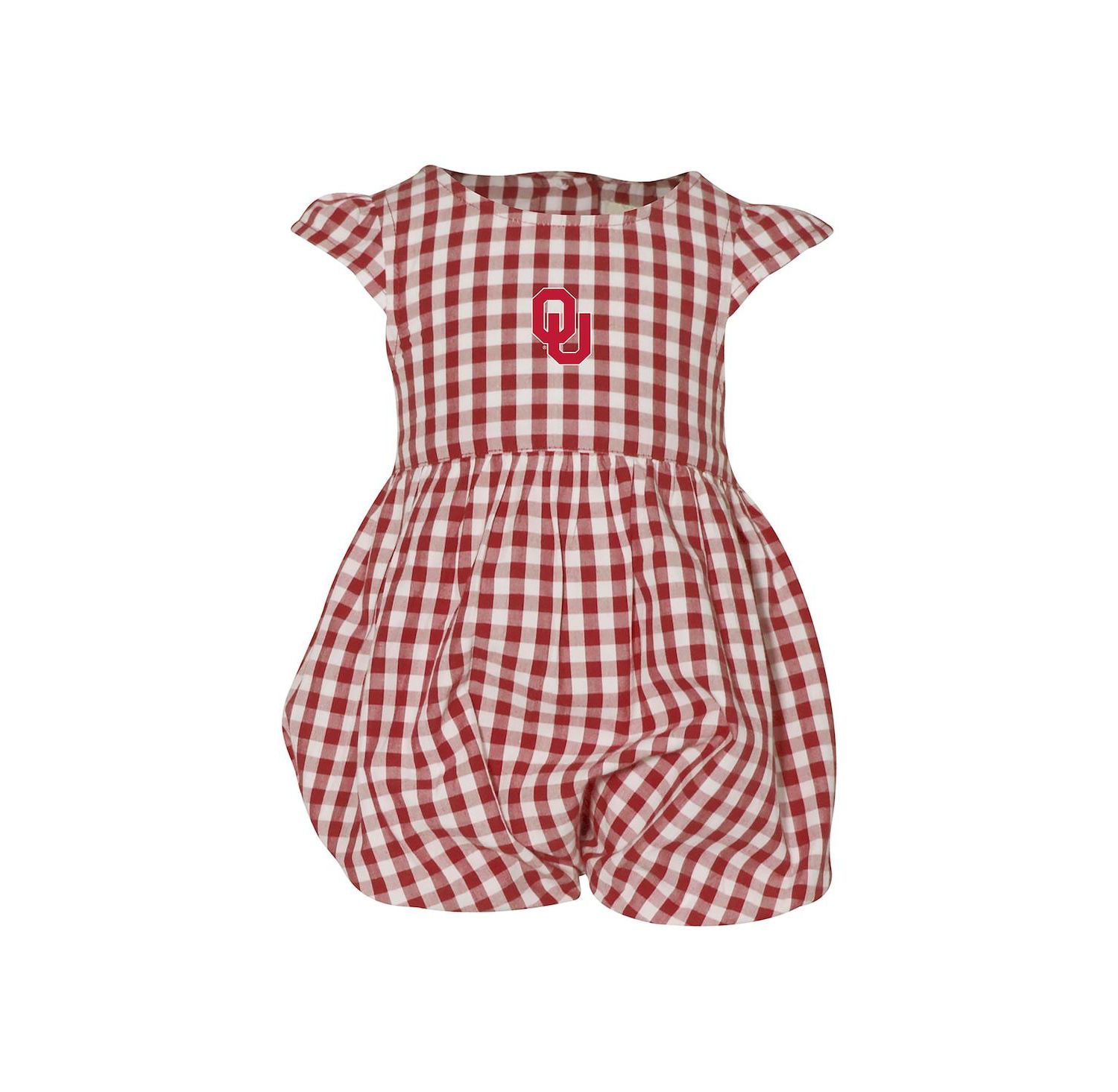 Baby Girls Crimson Oklahoma Sooners Cara Gingham Ruffled Bodysuit
