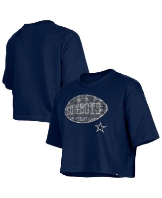 Girl's Navy Dallas Cowboys Flip Sequin Boxy T-Shirt