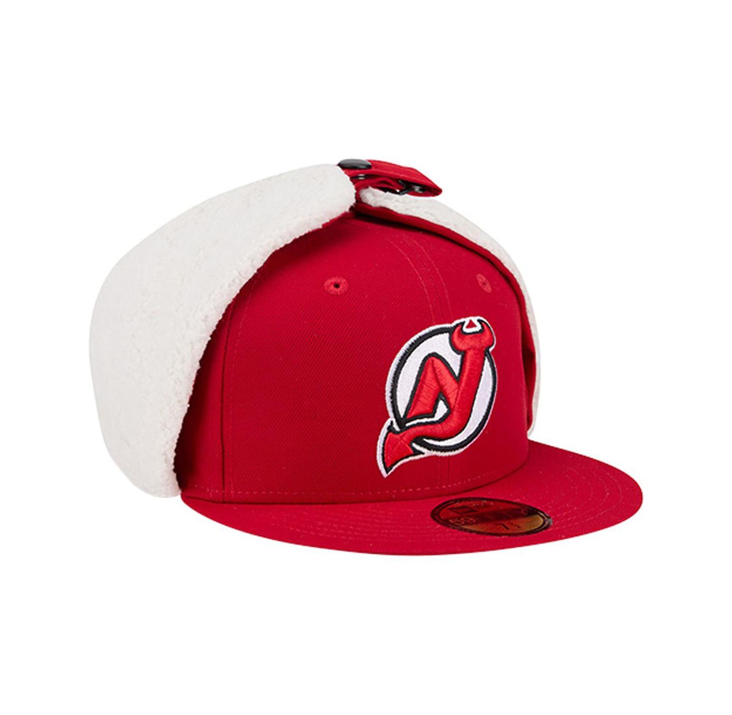 Men's Red New Jersey Devils Injection Dog Ear Classic Fitted Hat