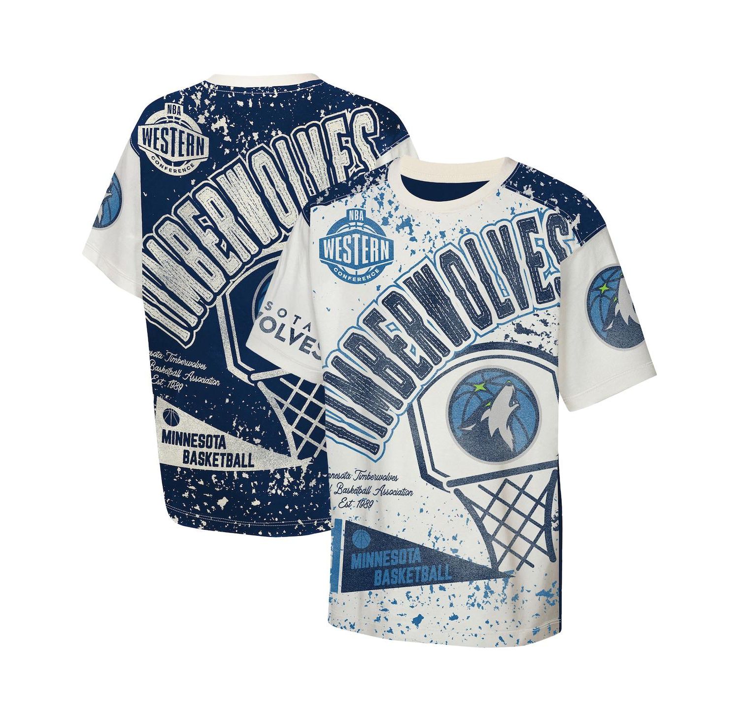 Big Boys and Girls Cream Minnesota Timberwolves Top Player All-Over-Print T-Shirt