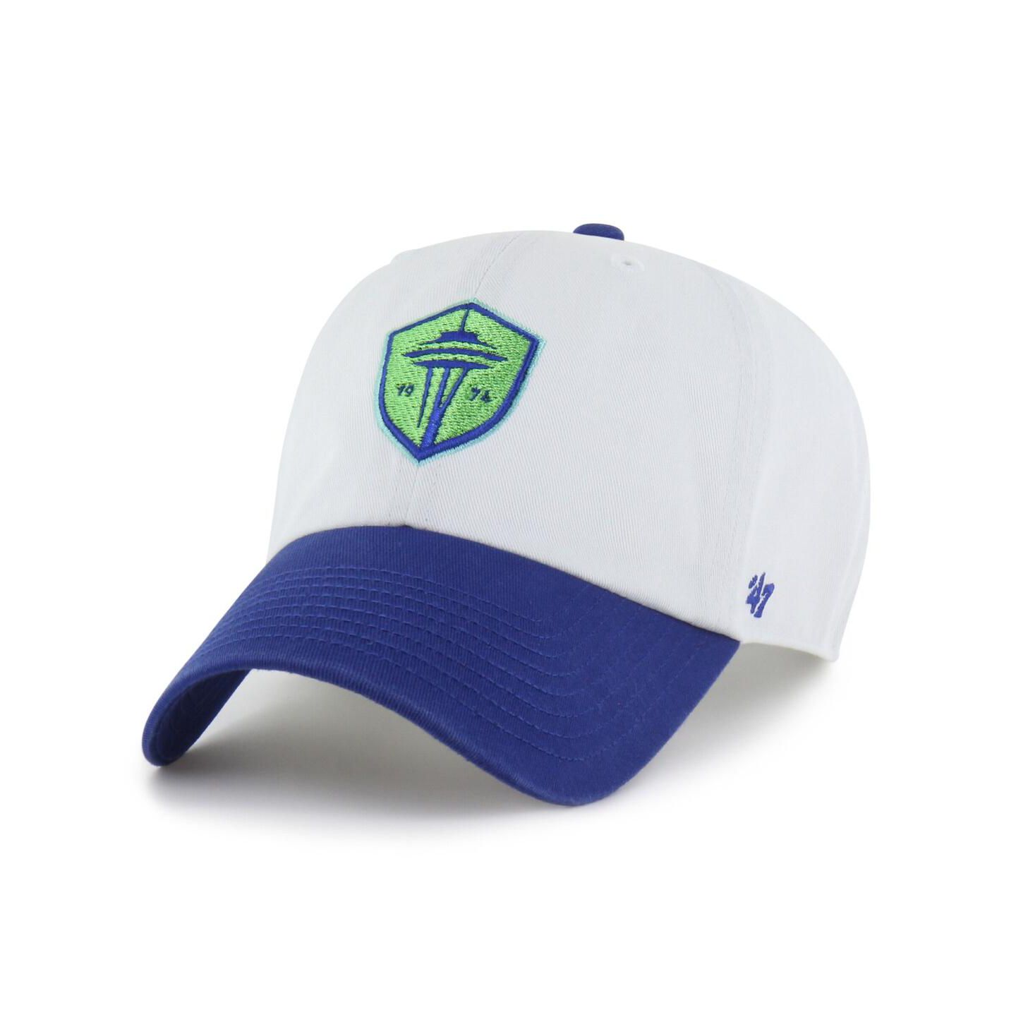 Мужская кепка '47 Brand White Seattle Sounders FC Two-Tone Clean Up Adjustable Hat — фото 1