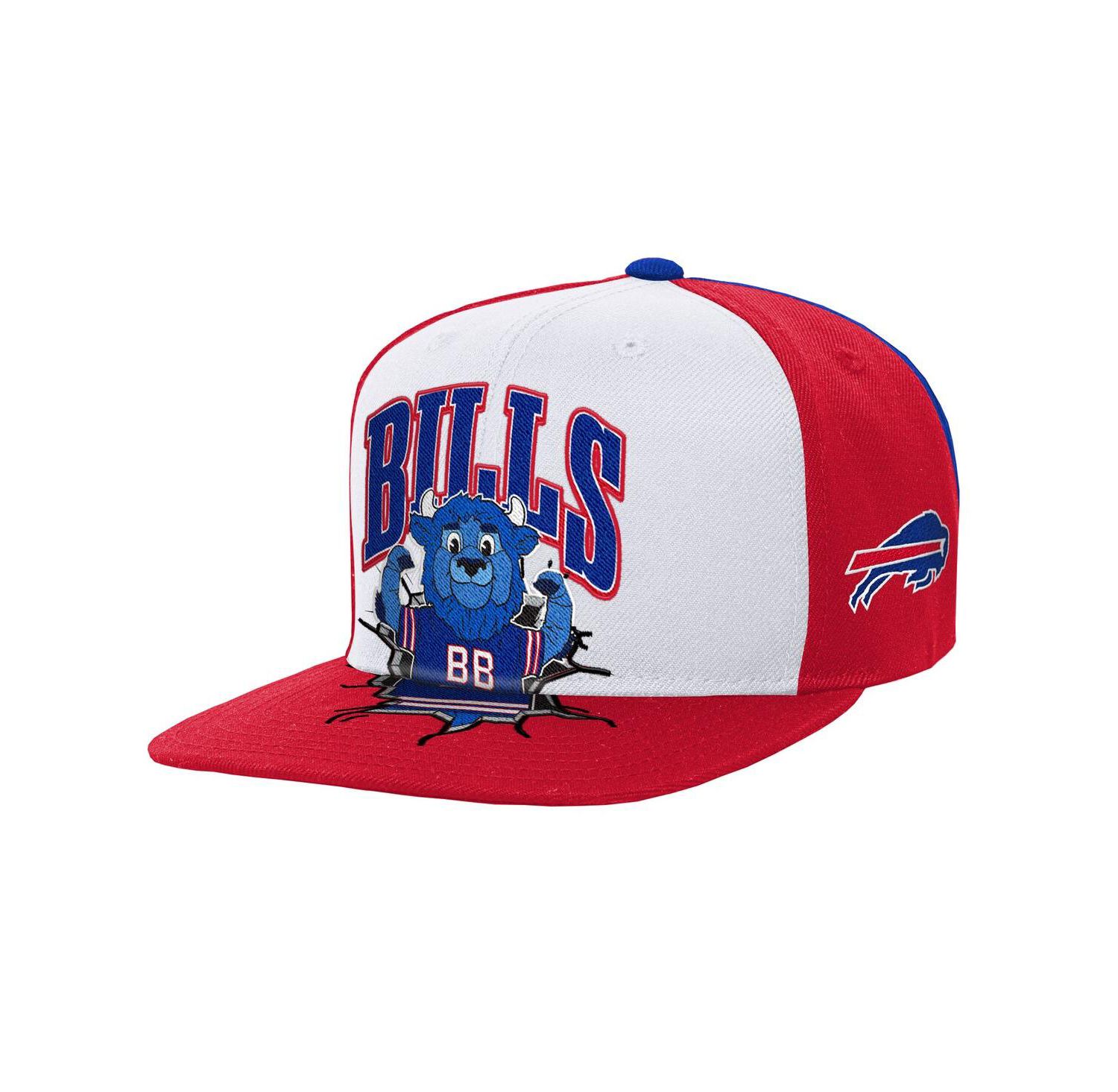 Big Boys and Girls White Buffalo Bills Team Mascot Snapback Hat