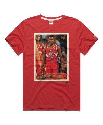 Men's and Women's Allen Iverson Red Philadelphia 76ers Topps Trading Card Player Tri-Blend T-Shirt