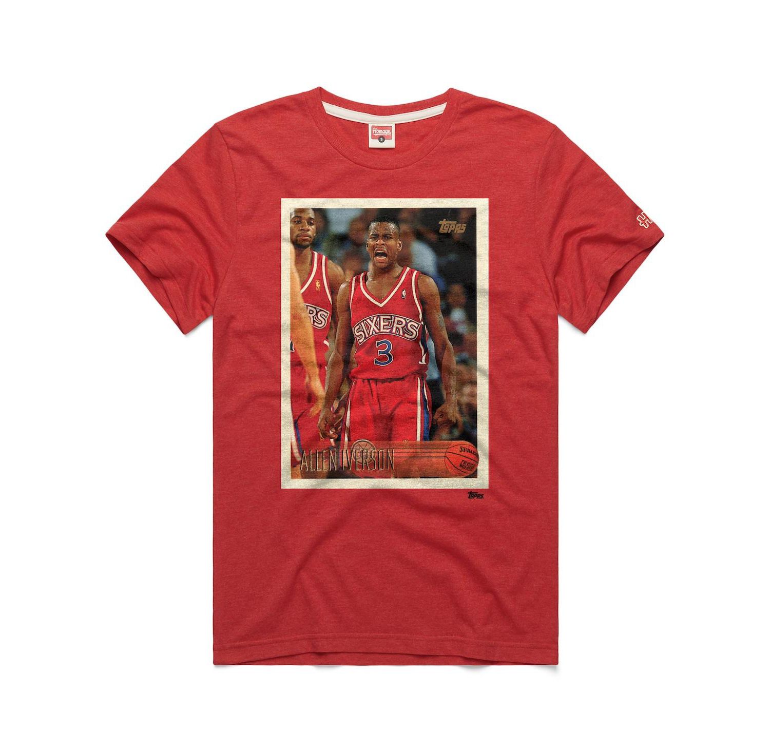 Men's and Women's Allen Iverson Red Philadelphia 76ers Topps Trading Card Player Tri-Blend T-Shirt