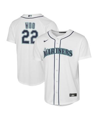 Big Boys and Girls Bryan Woo White Seattle Mariners Baseline Jersey