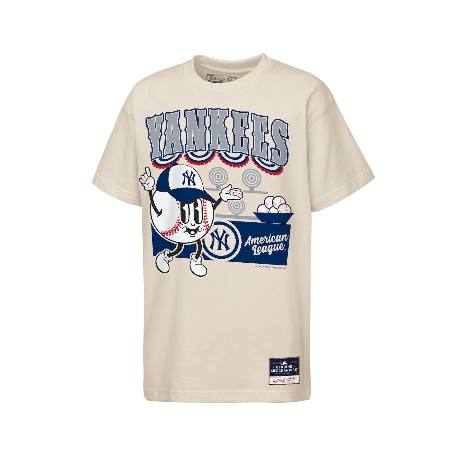Big Boys and Girls Cream New York Yankees Step Back Up Mascot T-Shirt