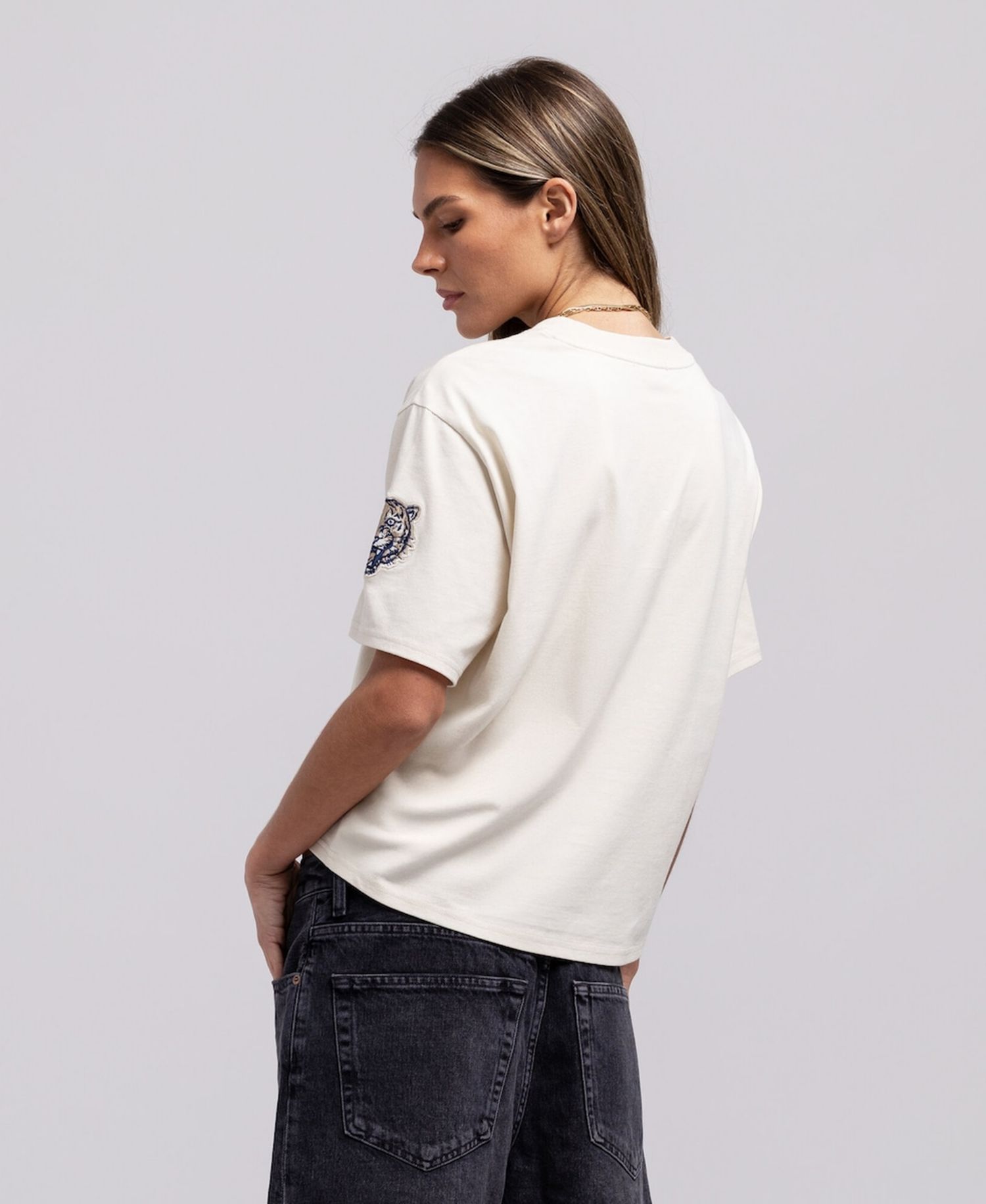 Women's Cream Detroit Tigers Cooperstown Yacht Rock Boxy Cropped T-Shirt