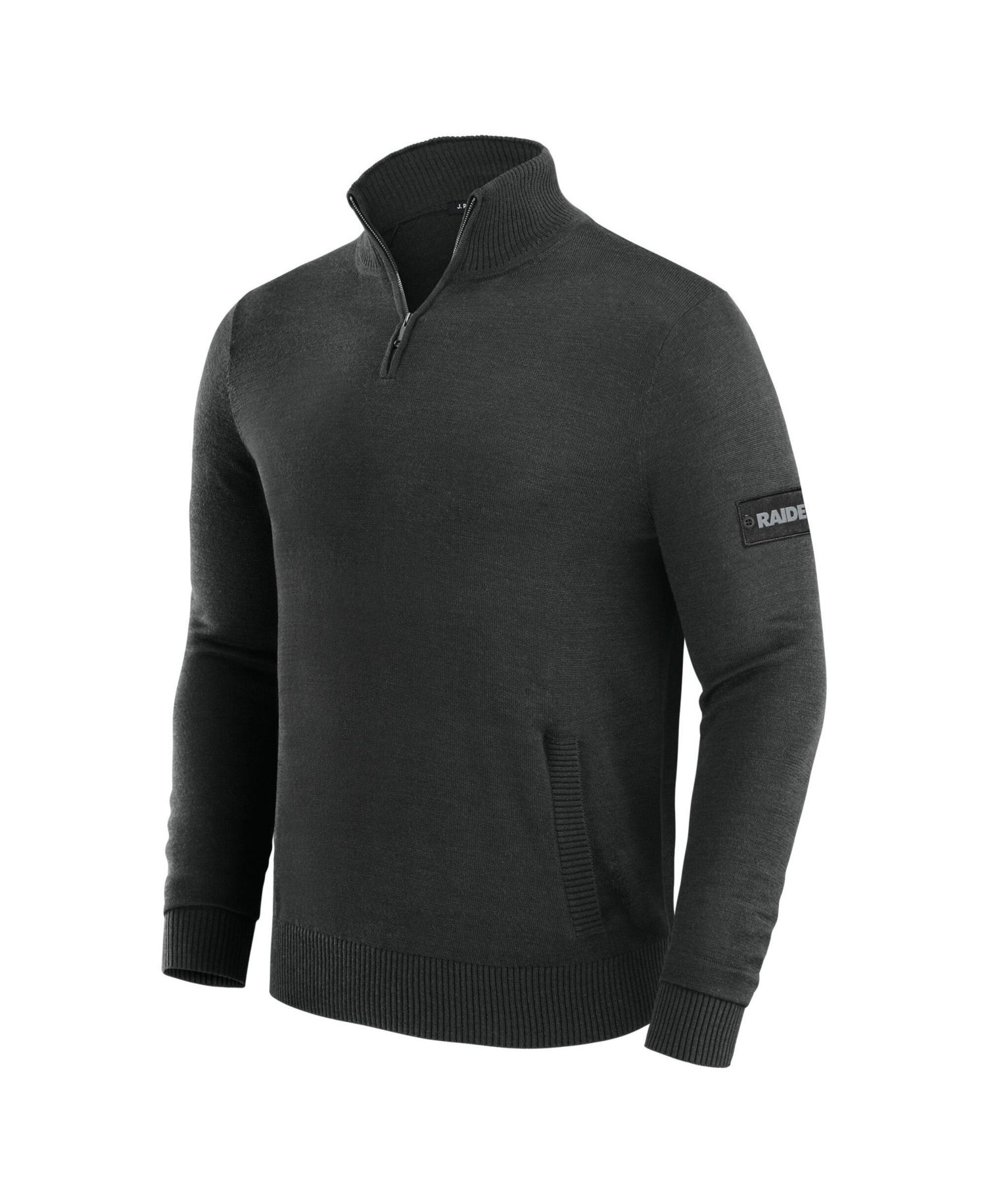 Men's Black Las Vegas Raiders Franchise Quarter-Zip Sweater