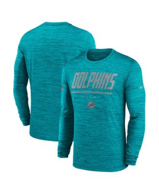 Men's Aqua Miami Dolphins Sideline Offensive Transition Velocity Dri-FIT Long Sleeve T-Shirt