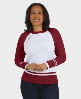 Women's White/Burgundy Washington Commanders Color Block Raglan Sweater