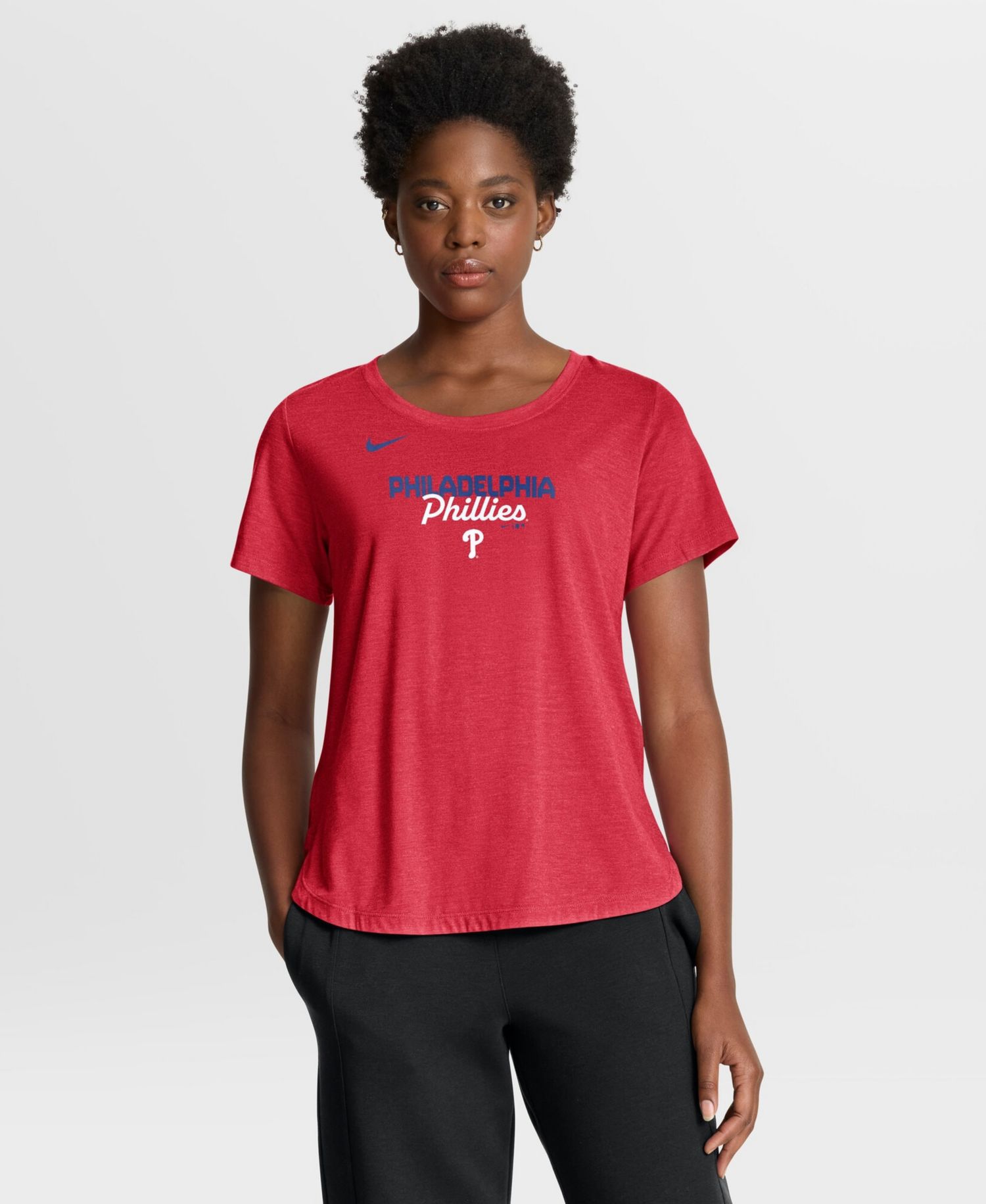 Women's Heather Red Philadelphia Phillies Arched Tri-Blend T-Shirt
