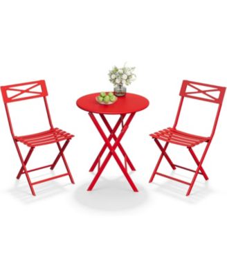 3Pieces Bistro Set, Outdoor/Indoor Folding Patio Furniture Set, Space Saving Folding Design, Outdoor Table and Chairs Set for Patio