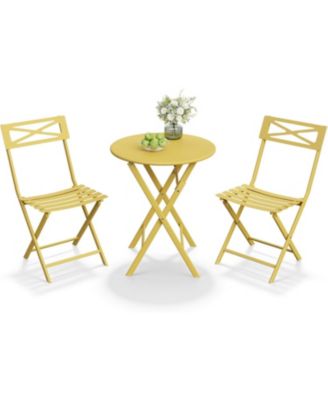 3Pieces Bistro Set, Outdoor/Indoor Folding Patio Furniture Set, Space Saving Folding Design, Outdoor Table and Chairs Set for Patio