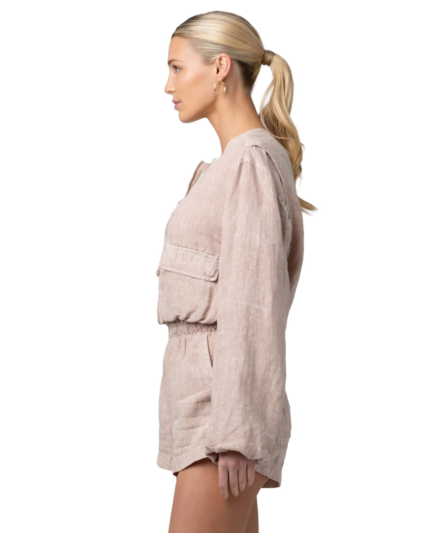 Women's Collarless Zipper Jacket