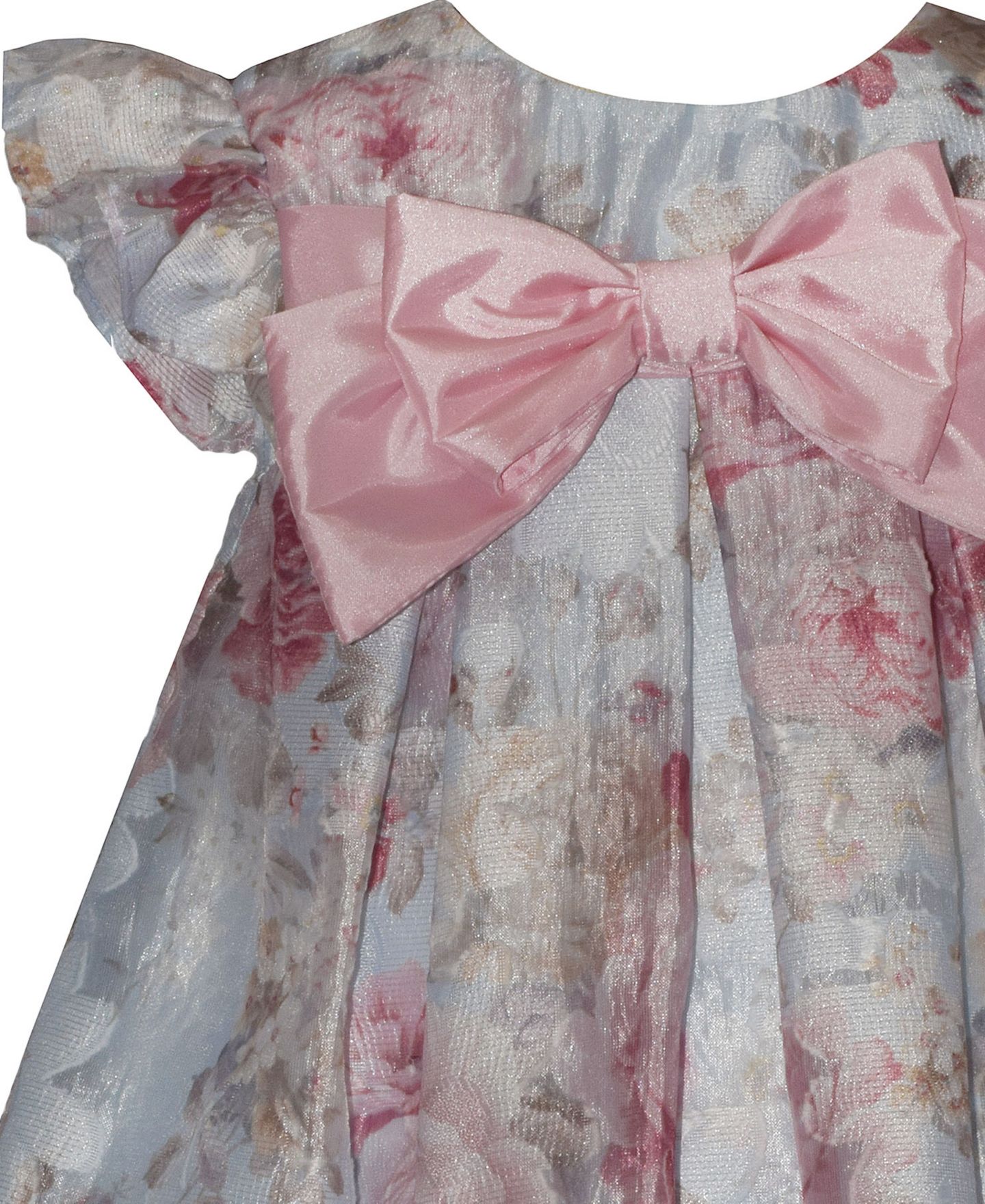 Платье Bonnie Baby Short-Sleeve Dress with Bow для девочек-малышей, цвет: Синий / Розовый — фото 3