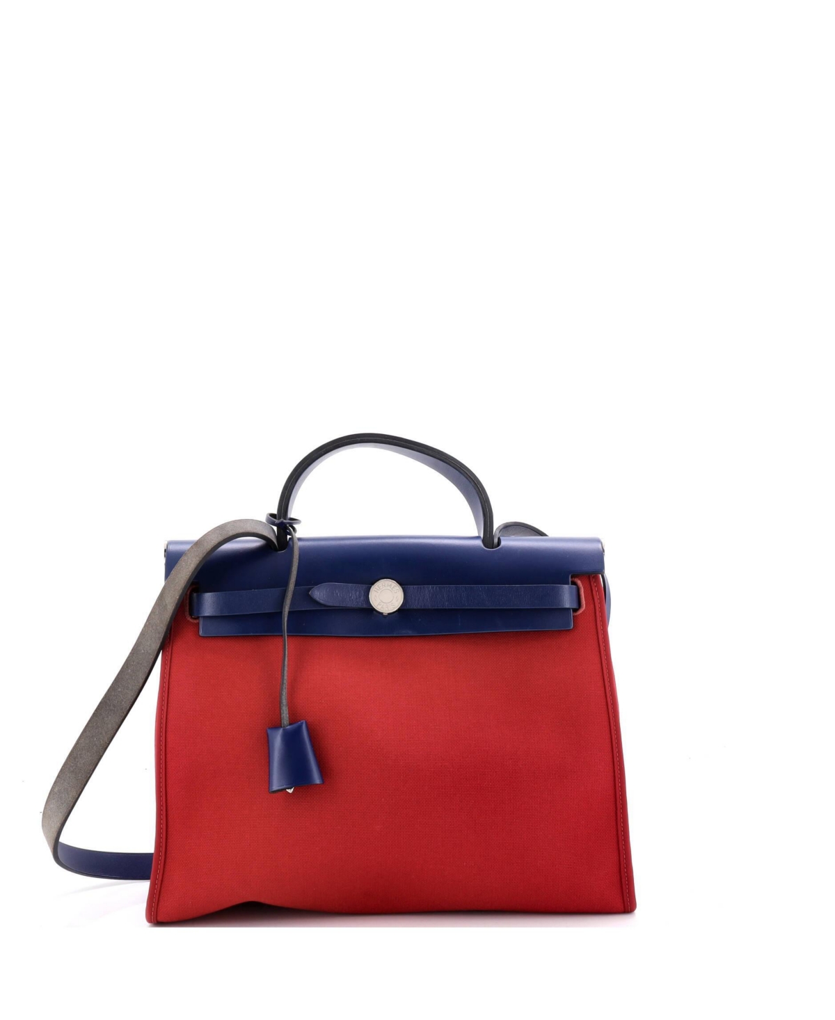 Pre-Owned HERMES 31 Herbag Zip Leather and Toile - Red