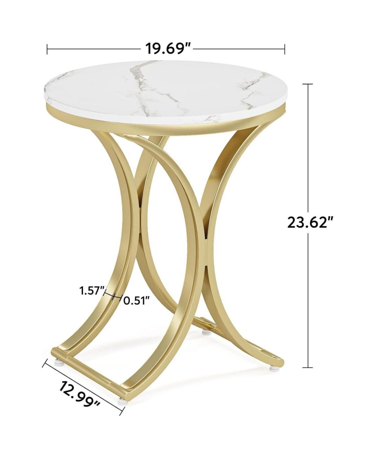 Slickblue Modern Round Accent Table with Metal Frame and Compact Size