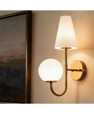 Double-Headed Wall Sconce, Elegant Wall Lamp with Milky Glass Shade, Metal Wall Light Fixtures