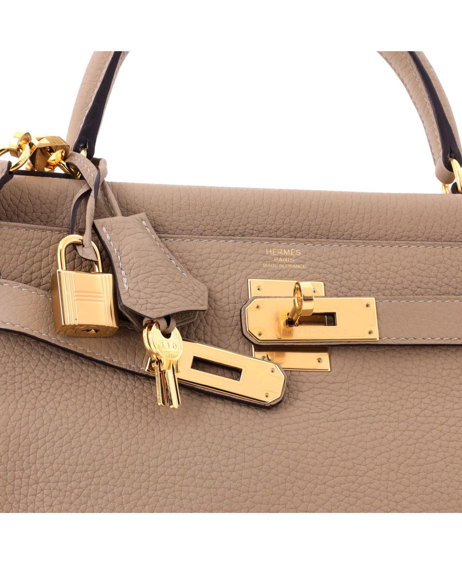 Kelly 28 Handbag Light Clemence with Gold Hardware
