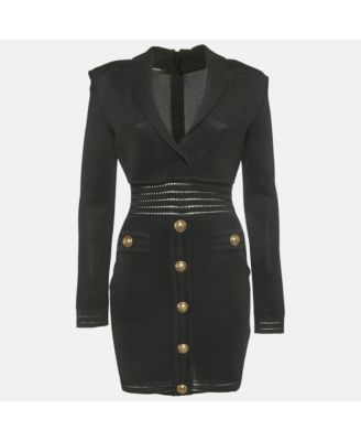 Women's Mesh Knit Button Detail Mini Dress