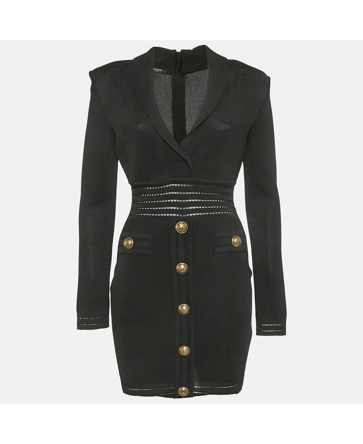 Pre-Owned Balmain Women's Mesh Knit Button Detail Mini Dress view 1 — MAYCSS fashion products