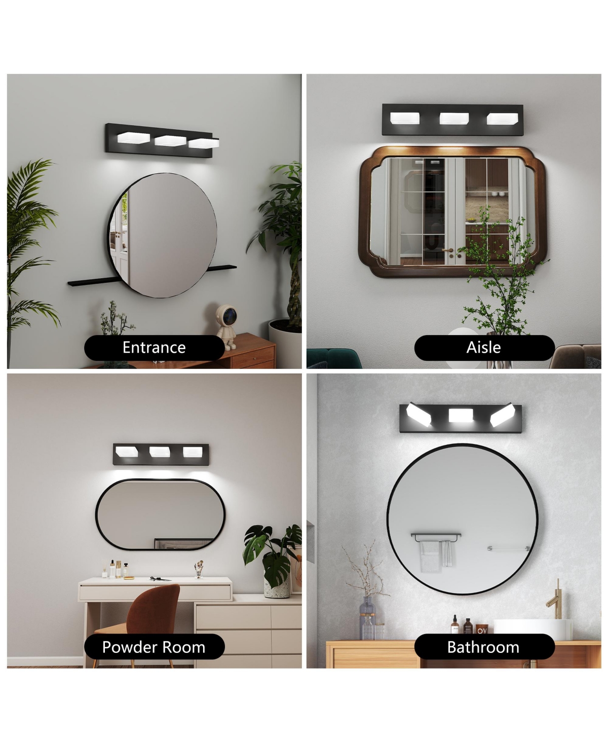 Busdays 20 Inch Led Modern Bathroom Vanity Light Fixture 3 Light Acrylic Wall Lighting Over Mirror 6000K