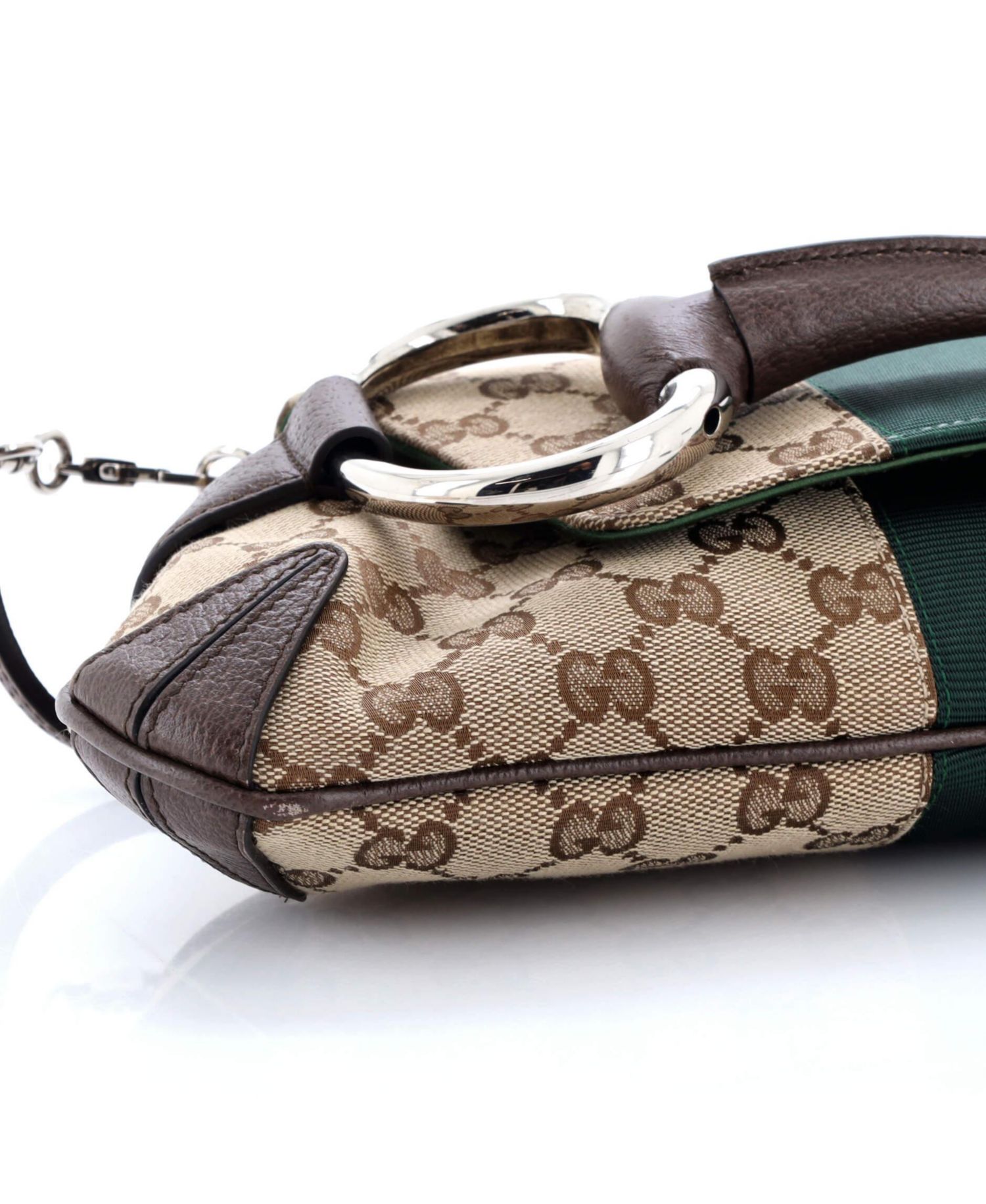 Medium Horsebit NM Web Chain Clutch GG Canvas