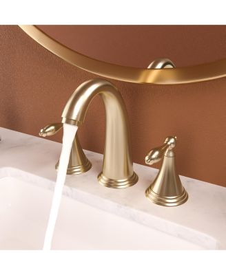 2 Handle Widespread Bathroom Faucet 3 Hole, with Pop Up Drain and 2 Water Supply Linesm