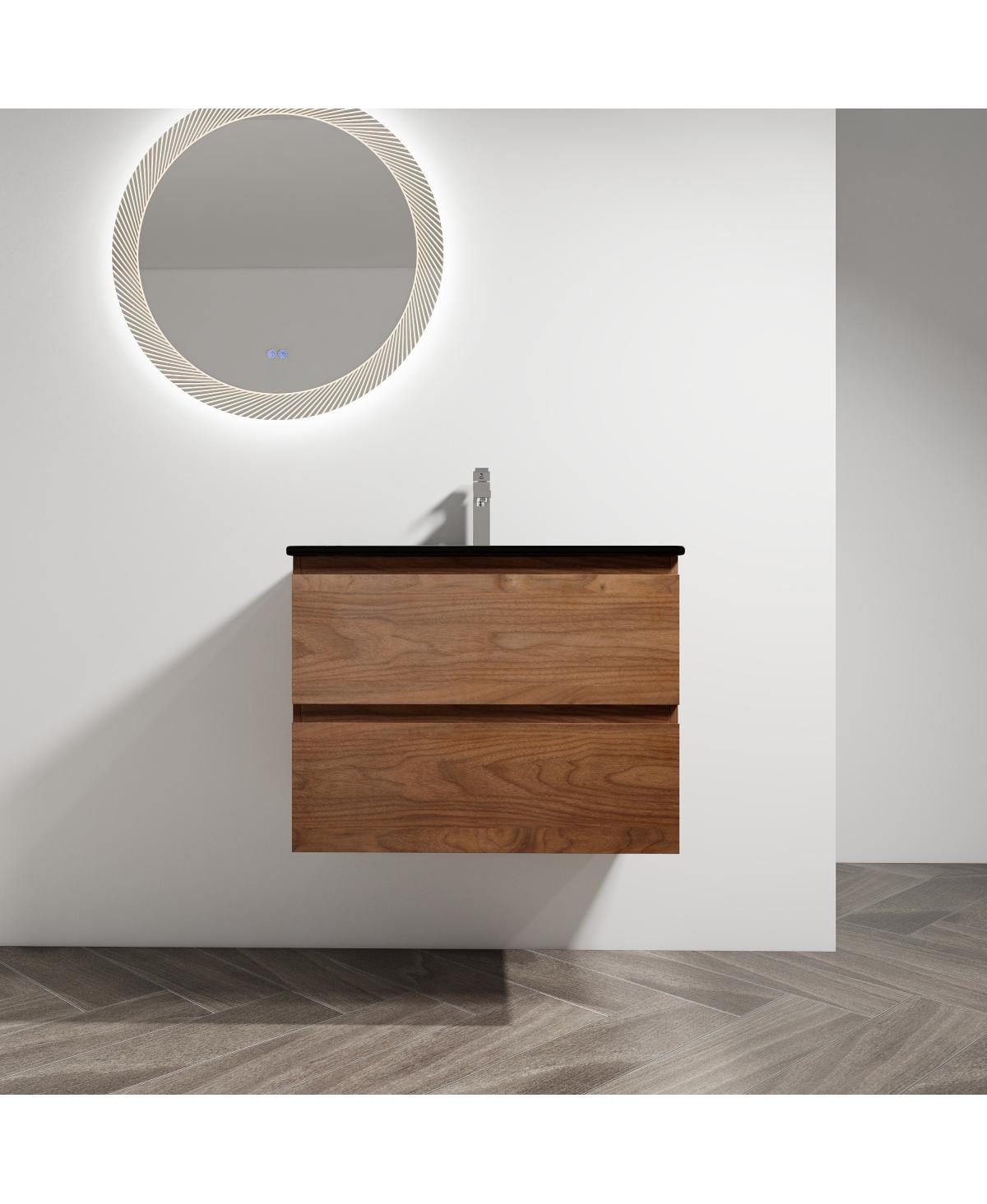 Sillysis Inch Wall Mounted Bathroom Vanity with Ceramic Sink, Soft Close Drawers
