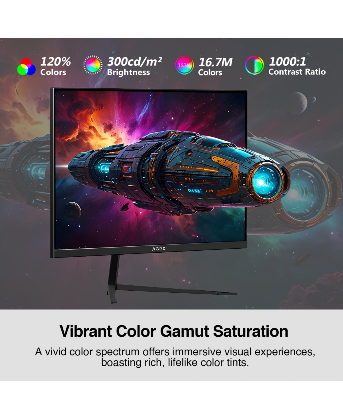 Z-edge Agex Series AG25S 24.5" Fhd 1920 x 1080 400Hz 1ms Fast Ips Gaming Monitor,120% sRGB, 2 x Hdmi 2.0 + 1 x Dp 1.4