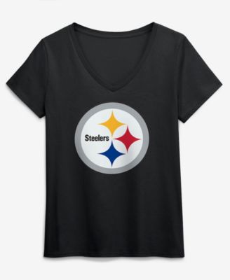 Women's Black Pittsburgh Steelers Primary Logo V-Neck T-Shirt
