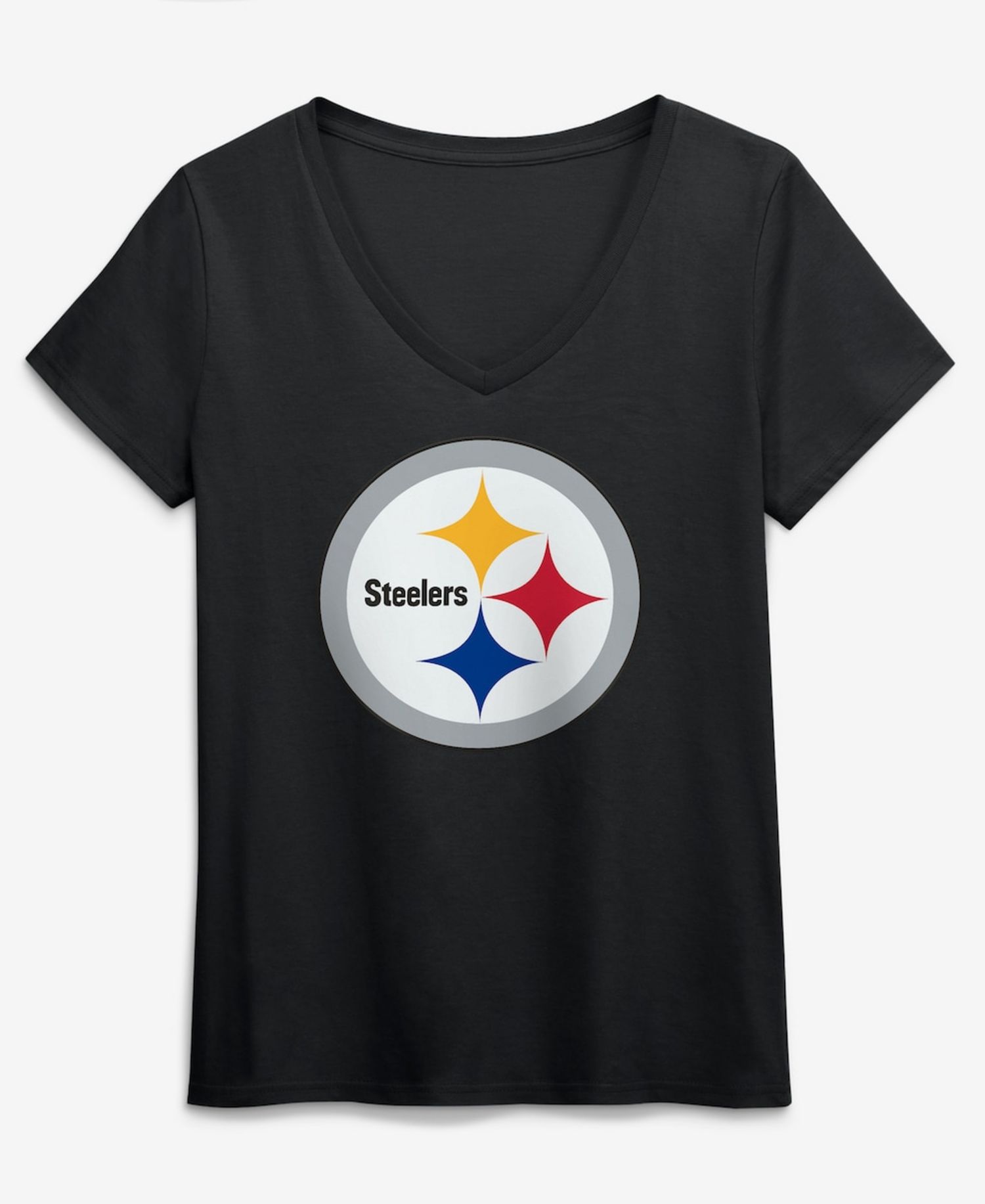 Women's Black Pittsburgh Steelers Primary Logo V-Neck T-Shirt