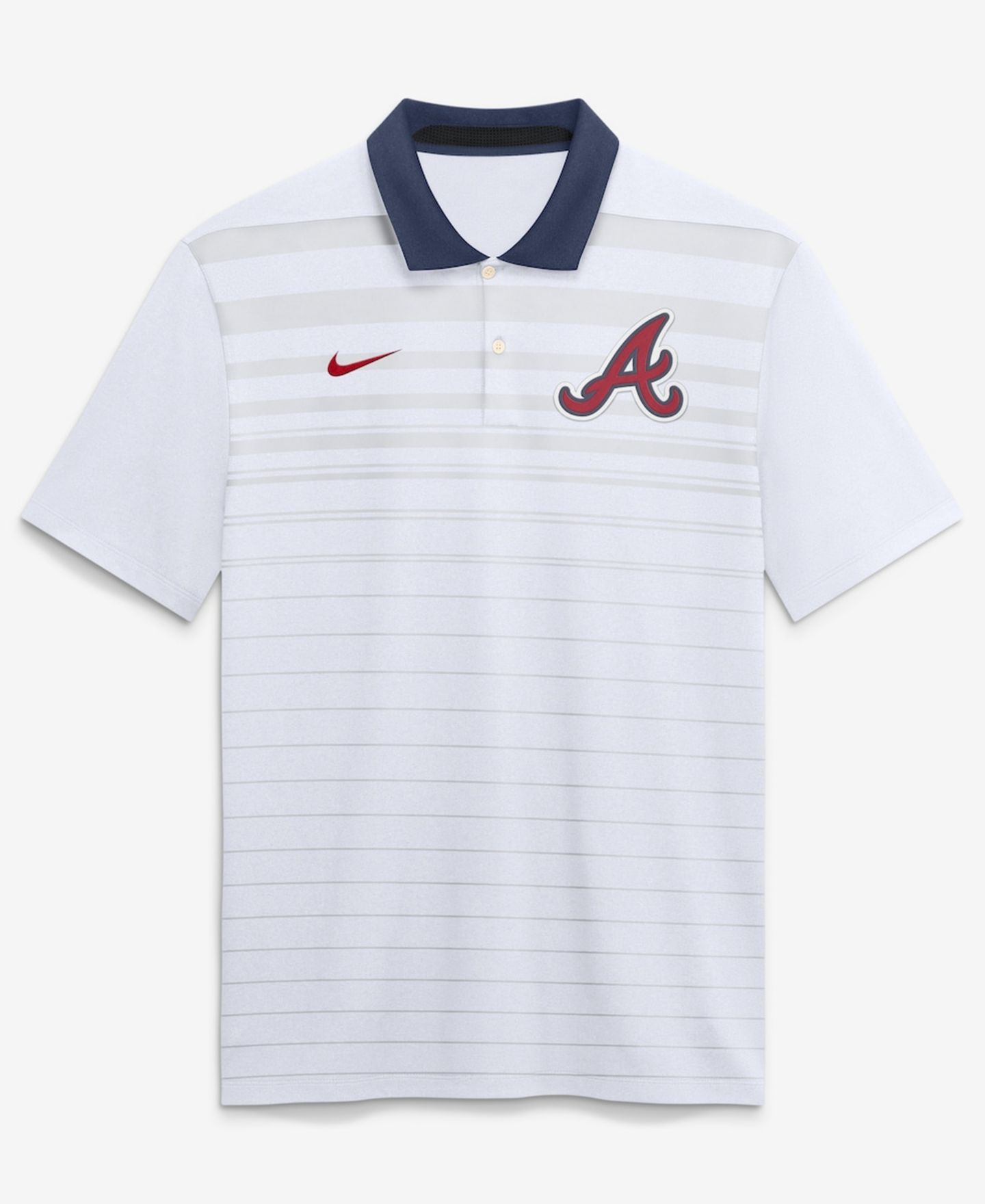 Мужское поло Nike Atlanta Braves Vapor Dri-FIT в полоску, цвет белый — фото 1